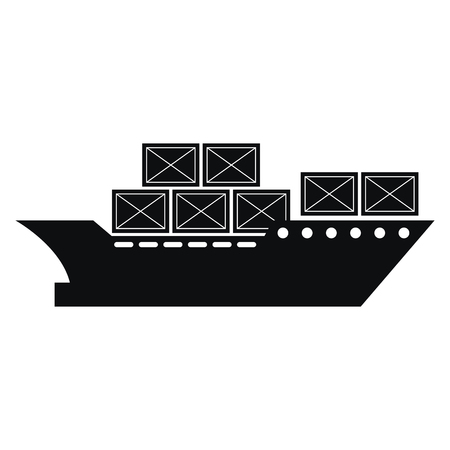 cargo ship silhouette icon vector illustration designのイラスト素材