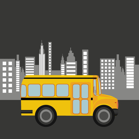 bus school city background graphic illustrationのイラスト素材