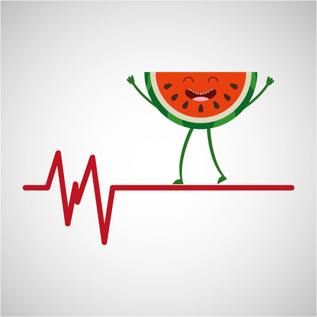 healthy fruit watermelon, heartrate icon background vector illustrationのイラスト素材