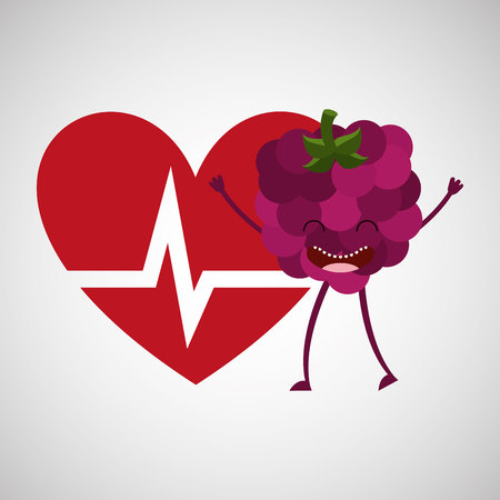 cartoon heart rate tasty fruit grape vectorのイラスト素材