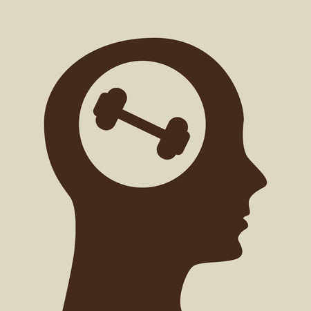 silhouette head barbell icon design vector illustrationのイラスト素材