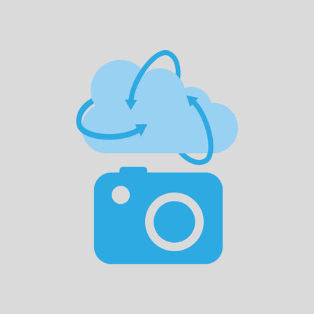 cloud technology camera image media icon vector illustration