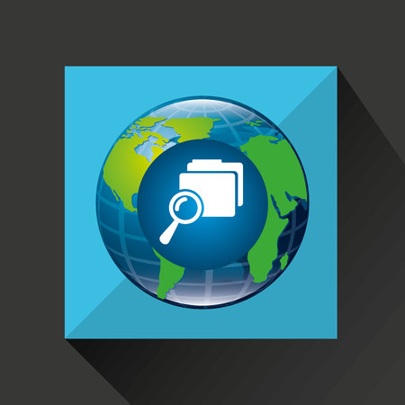 earth global search folder connected media vectorのイラスト素材