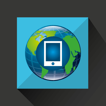 earth global smartphone connected media vectorのイラスト素材