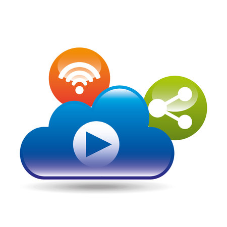 cloud concept video play internet share graphic vector illustration eps 10のイラスト素材