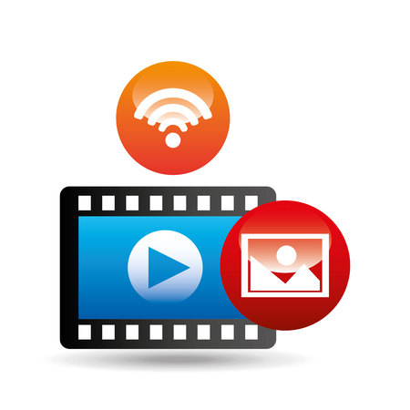 concept video play strip film image and internet connected design vector illustration eps 10のイラスト素材