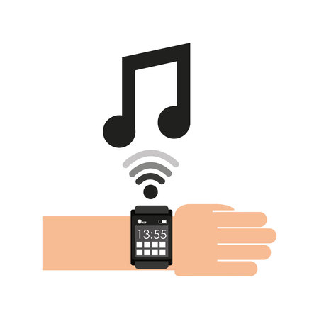 smartwatch app music media graphic vector illustration eps 10のイラスト素材