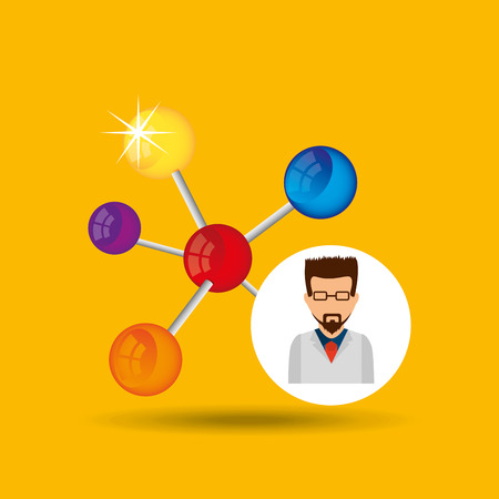 character scientist chemistry molecule structure vector illustrationのイラスト素材