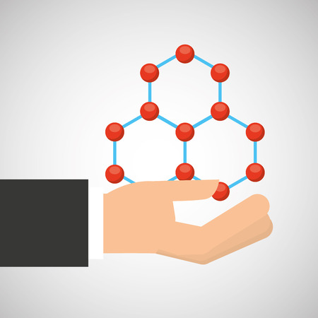 hand holding molecule research vector illustrationのイラスト素材