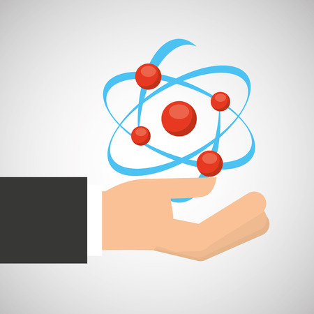 hand holding molecule structure chemical graphic vector illustrationのイラスト素材