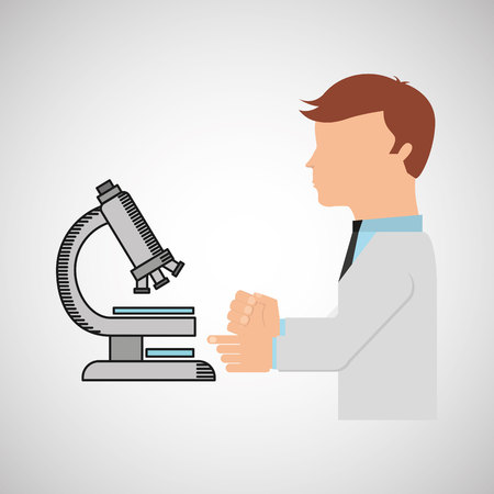scientist worker research test microscope graphic vector illustrationのイラスト素材