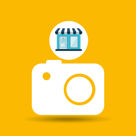 e-commerce store building camera photographic design vector illustrationのイラスト素材