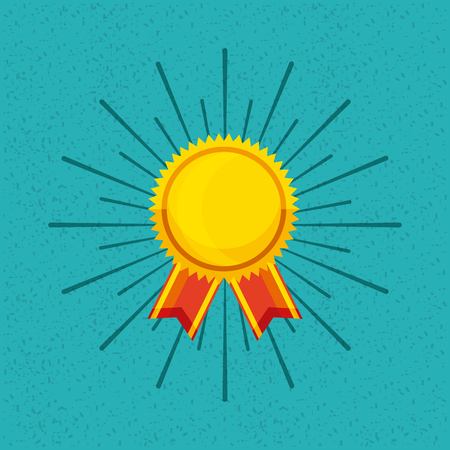 winner gold medal icon over blue background. colorful design. vector illustrationのイラスト素材