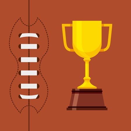 trophy cup over american football ball background. colorful design. vector illustrationのイラスト素材