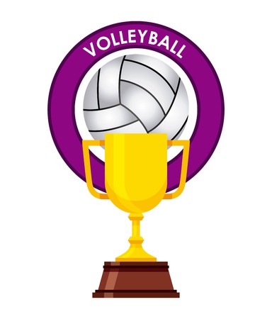 gold trophy with volleyball concept design over white background. vector illustrationのイラスト素材
