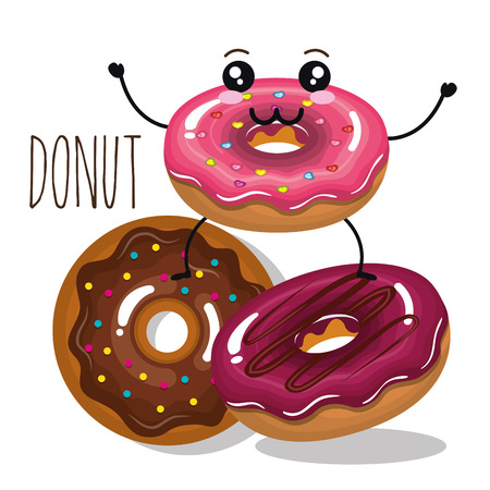delicious donut comic character vector illustration designのイラスト素材