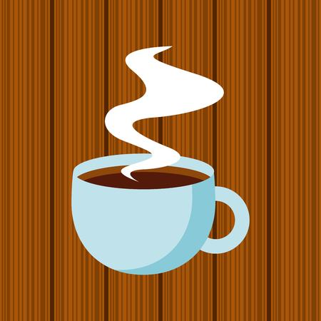 hot coffee mug icon over wooden background. colorful design. vector illustrationのイラスト素材