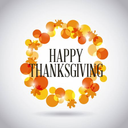 happy thanksgiving card with decorative wreath. colorful design. vector illustrationのイラスト素材