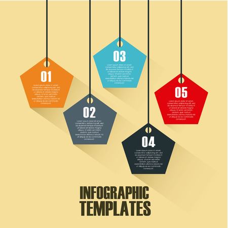 colorful infographic template presentation with elements hanging and numbers. vector illustrationのイラスト素材