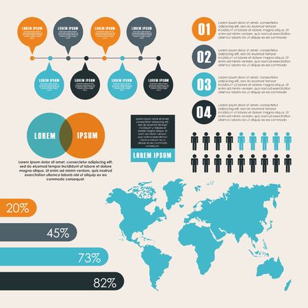 Illustration pour colorful infographic template presentation with world map icon and numbers. vector illustration - image libre de droit