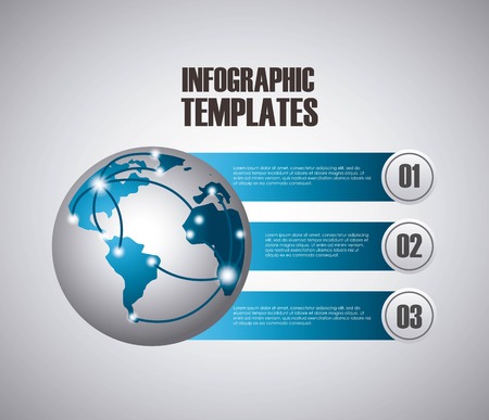 infographic presentation template with numbers with earth planet icon. colorful design. vector illustrationのイラスト素材
