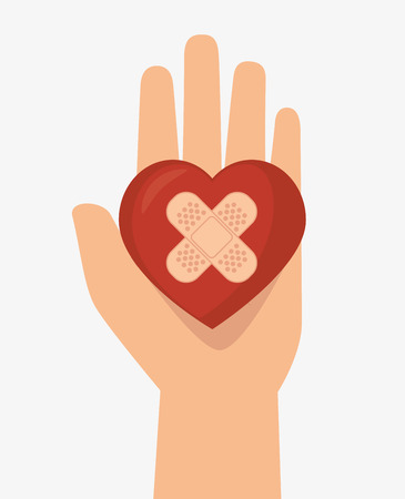 hand holds heart cure band icon vector illustrationのイラスト素材
