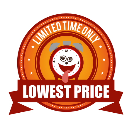 lowest price limited time only crazy clock cartoon vector illustrationのイラスト素材