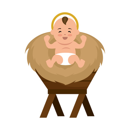 jesus baby manger character vector illustration designのイラスト素材