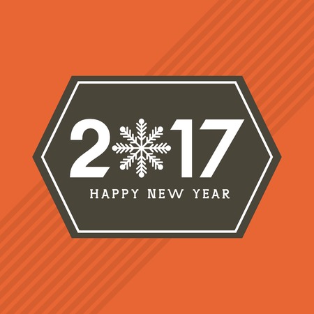 happy new year 2017  card with snowflake icon. colorful design. vector illustrationのイラスト素材