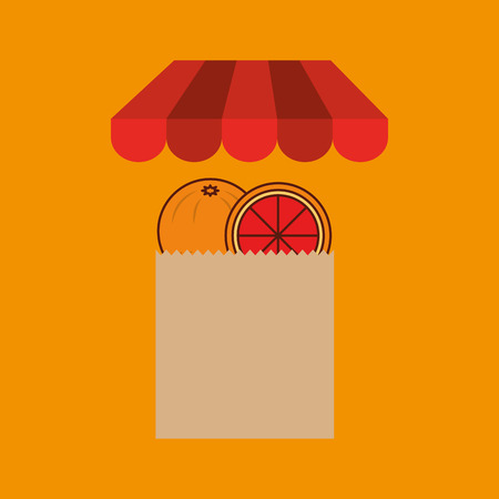 grapefruit bag filled fruit offer design vector illustrationのイラスト素材