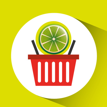 basket market citrus lemon icon design vector illustrationのイラスト素材