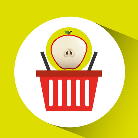 basket market sweet apple icon design vector illustrationのイラスト素材