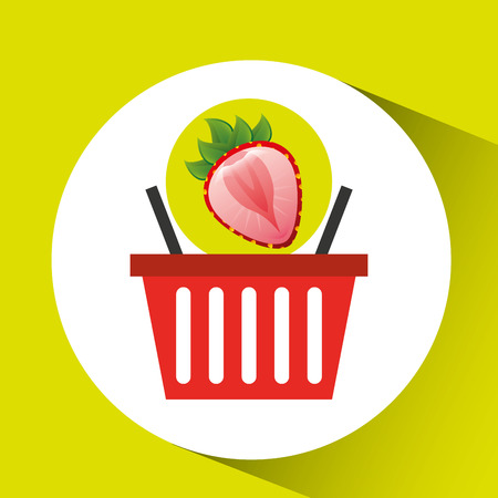 basket market sweet strawberry icon design vectorのイラスト素材