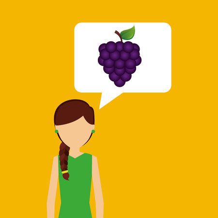 character shopping grape fruit vector illustration eps 10のイラスト素材