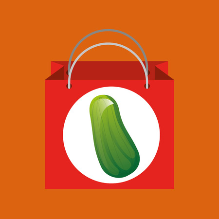 red bag buying harvest cucumber vegetableのイラスト素材