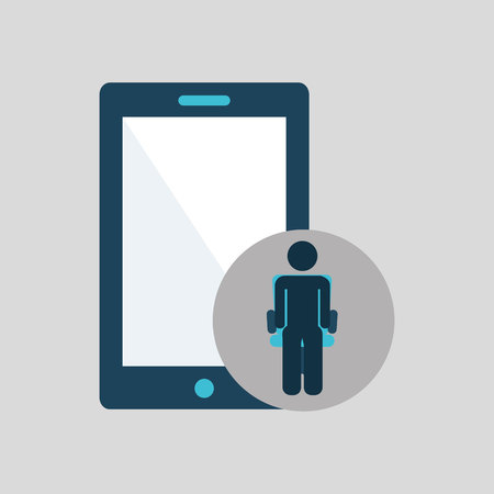 silhouette sitting business smartphone icon vector illustrationのイラスト素材