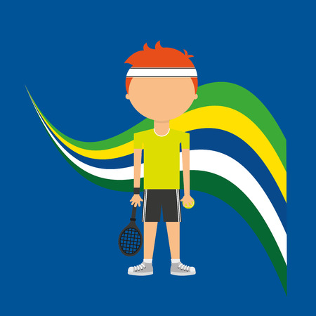 cartoon tennis player label vector illustrationのイラスト素材