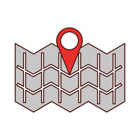 paper map guide with pin location vector illustration designのイラスト素材