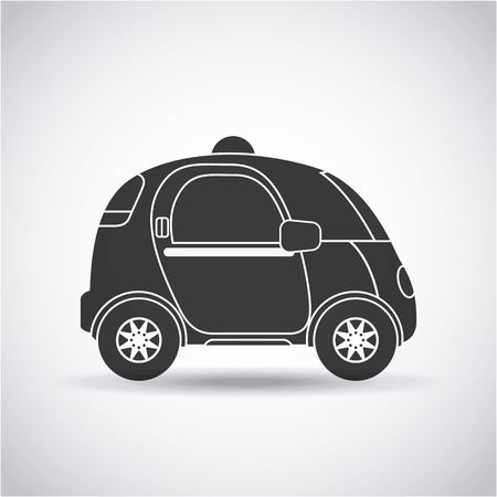 silhouette of autonomous car vehicle  over white background. ecology,  smart and techonology concept. side view. vector illustrationのイラスト素材