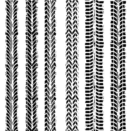 background of wheel prints in black and white colors. vector illustrationのイラスト素材