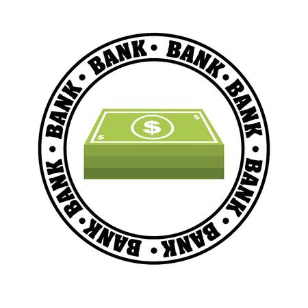 seal stamp with green bills and bank word over white background. vector illustrationのイラスト素材
