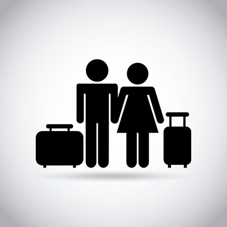 couple with travel suitcases over white background. pictogram design. vector illustrationのイラスト素材