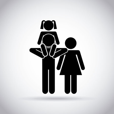 family with little girl on dad arms. pictogram design. vector illustrationのイラスト素材