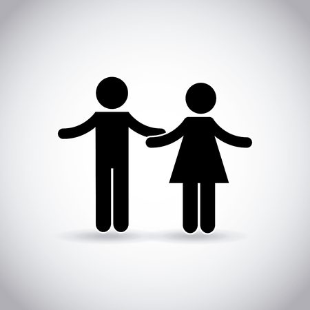couple with open arms over white background. pictogram design. vector illustrationのイラスト素材
