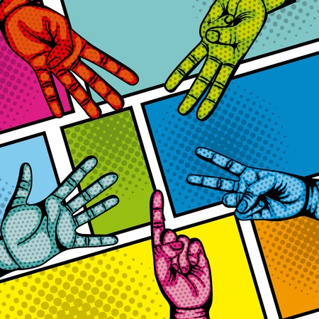 hands with numbers expression. comic and pop art concept. colorful design. vector illustrationのイラスト素材
