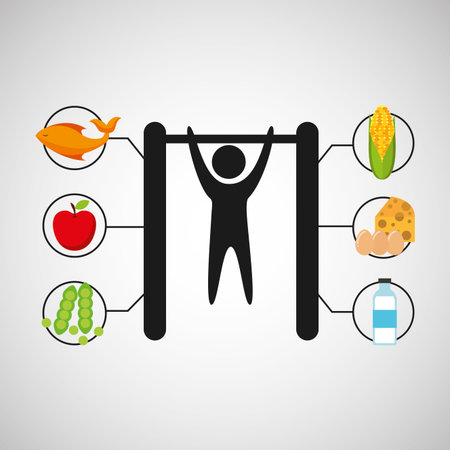 sport man gymnastics nutrition health vector illustration eps 10のイラスト素材