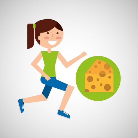 girl jogger cheese healthy lifestyle vector illustration eps 10のイラスト素材