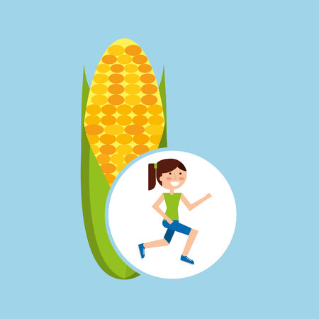 girl jogger corn cob healthy lifestyle vector illustration eps 10のイラスト素材
