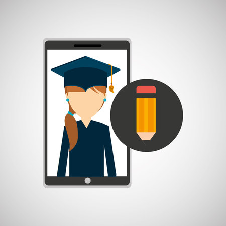 girl app education online writeのイラスト素材