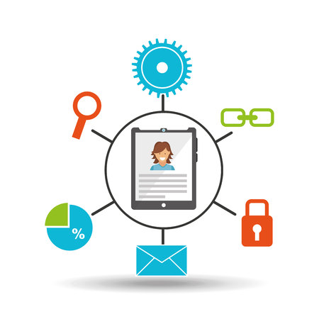 tablet technology social media concept vector illustrationのイラスト素材